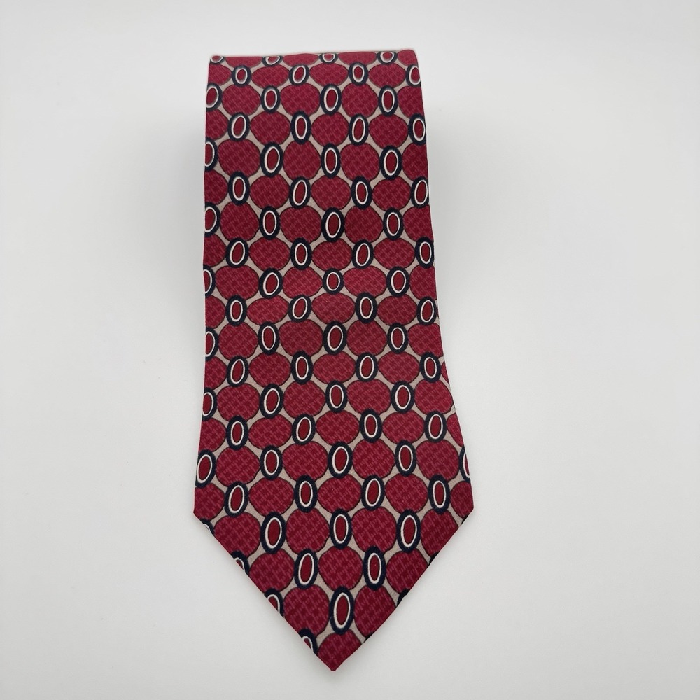 Principe Men's Silk Tie Red Black Geometric Pattern Classic 54" x 4" Made USA
